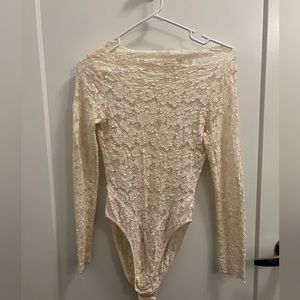 Vintage Victoria’s Secret Gold Label cream lace sheer sexy bodysuit